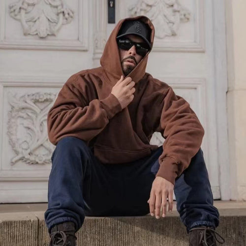 Damen Oversized Kapuzenpullover mit Kängurutasche und hochwertiger Baumwollmischung Heidi-Mode