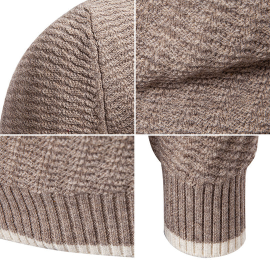 Herren strukturierter Pullover mit hochabschließendem Kragen Heidi-Mode