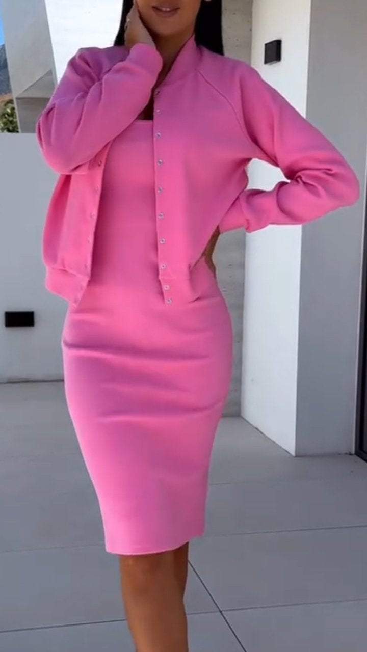 Damen modischer Sweatkleid und Jacke Set Heidi-Mode