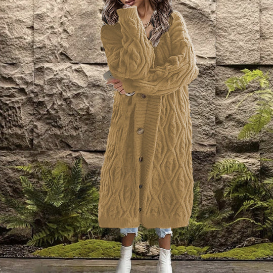 Damen Strickmantel mit kunstvollem Zopfmuster Heidi-Mode