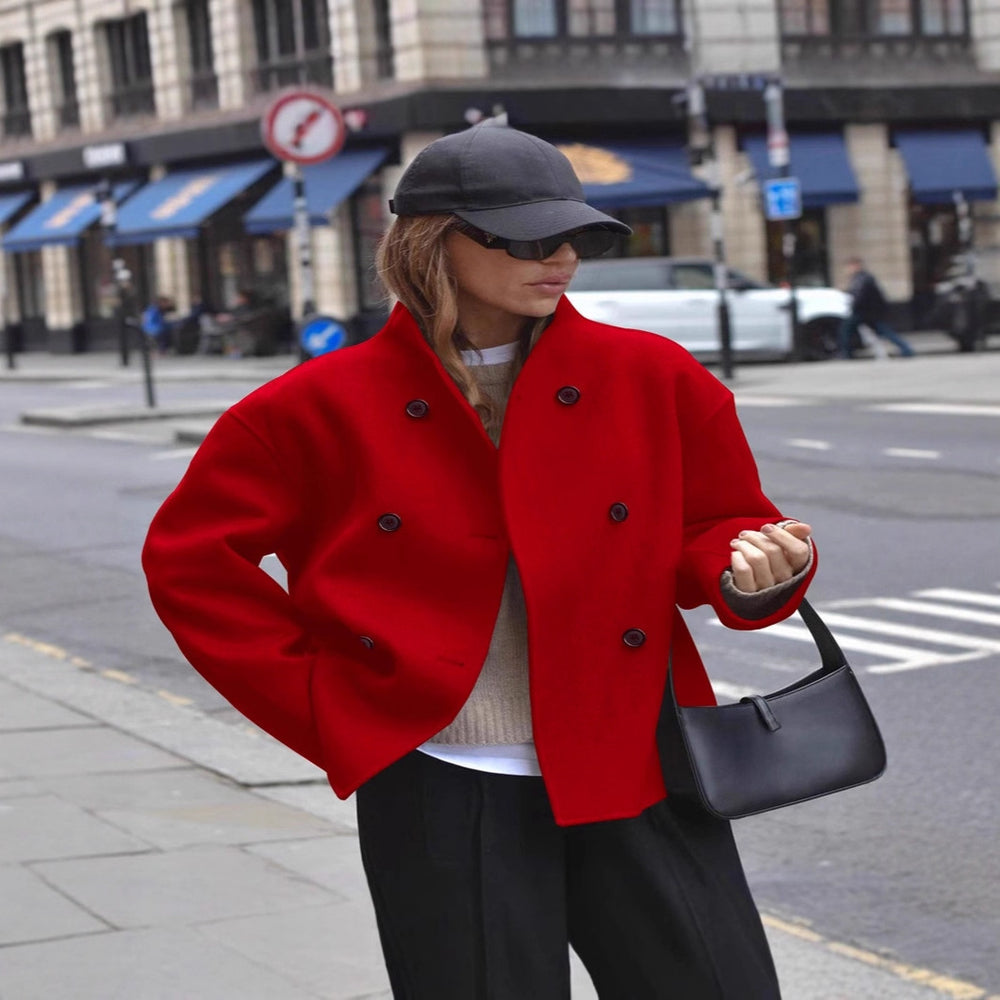 Damen Wolljacke mit doppelter Knopfleiste und weitem Schnitt Heidi-Mode