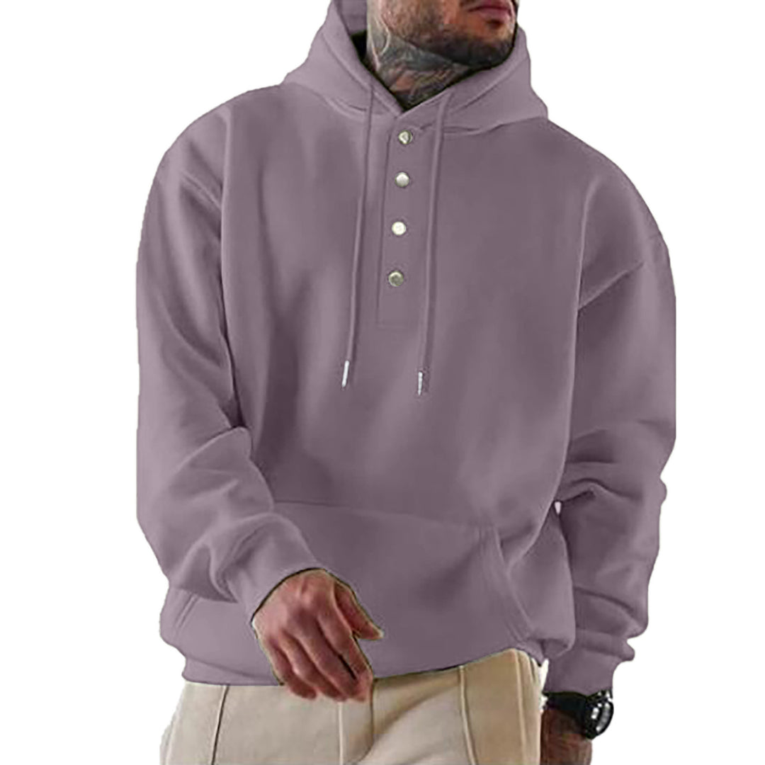 Herren Kapuzenpullover mit modischen Druckknöpfen Heidi-Mode