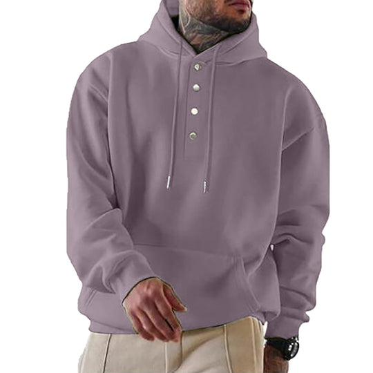 Herren Kapuzenpullover mit modischen Druckknöpfen Heidi-Mode