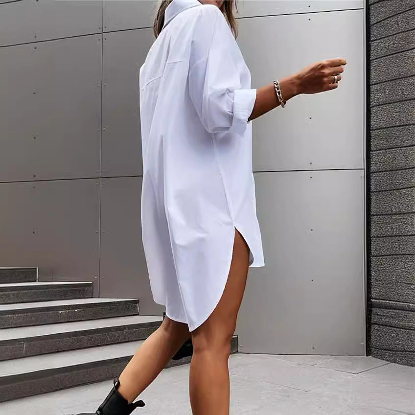 Damen chemisierter Oversized-Hemdblusenkleid Heidi-Mode