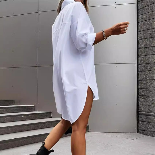 Damen chemisierter Oversized-Hemdblusenkleid Heidi-Mode