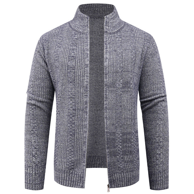 Herren Strickjacke mit strukturierter Oberfläche und hohem Kragen Heidi-Mode