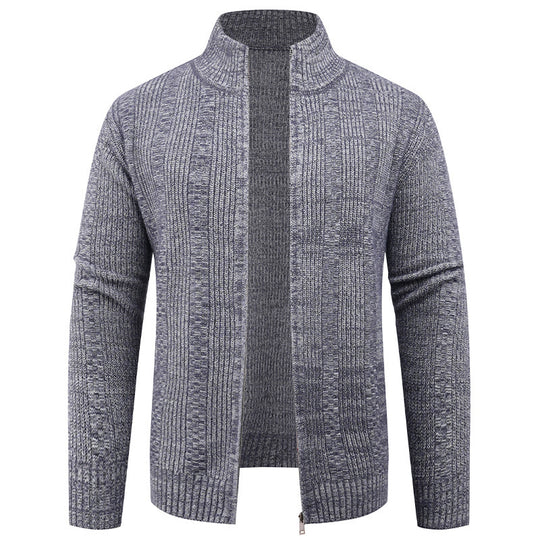 Herren Strickjacke mit strukturierter Oberfläche und hohem Kragen Heidi-Mode