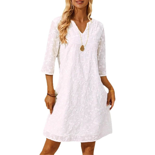 Damen Tunika-Kleid mit floralem Stickdesign Heidi-Mode