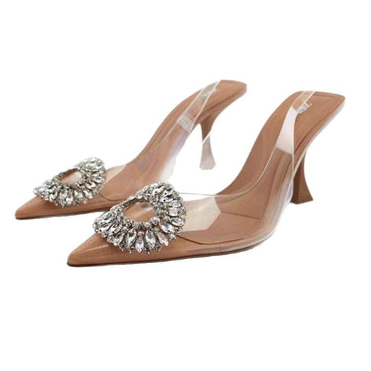 Damen elegante transparente High Heels mit funkelndem Schmuck-Detail Heidi-Mode