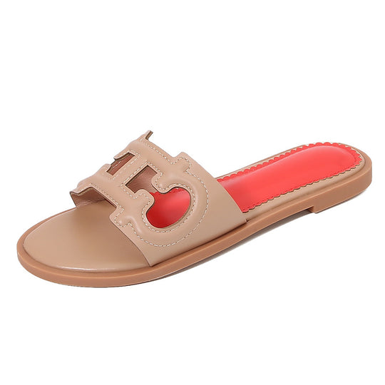 Damen modische Pantoletten mit auffälligem Logo Heidi-Mode