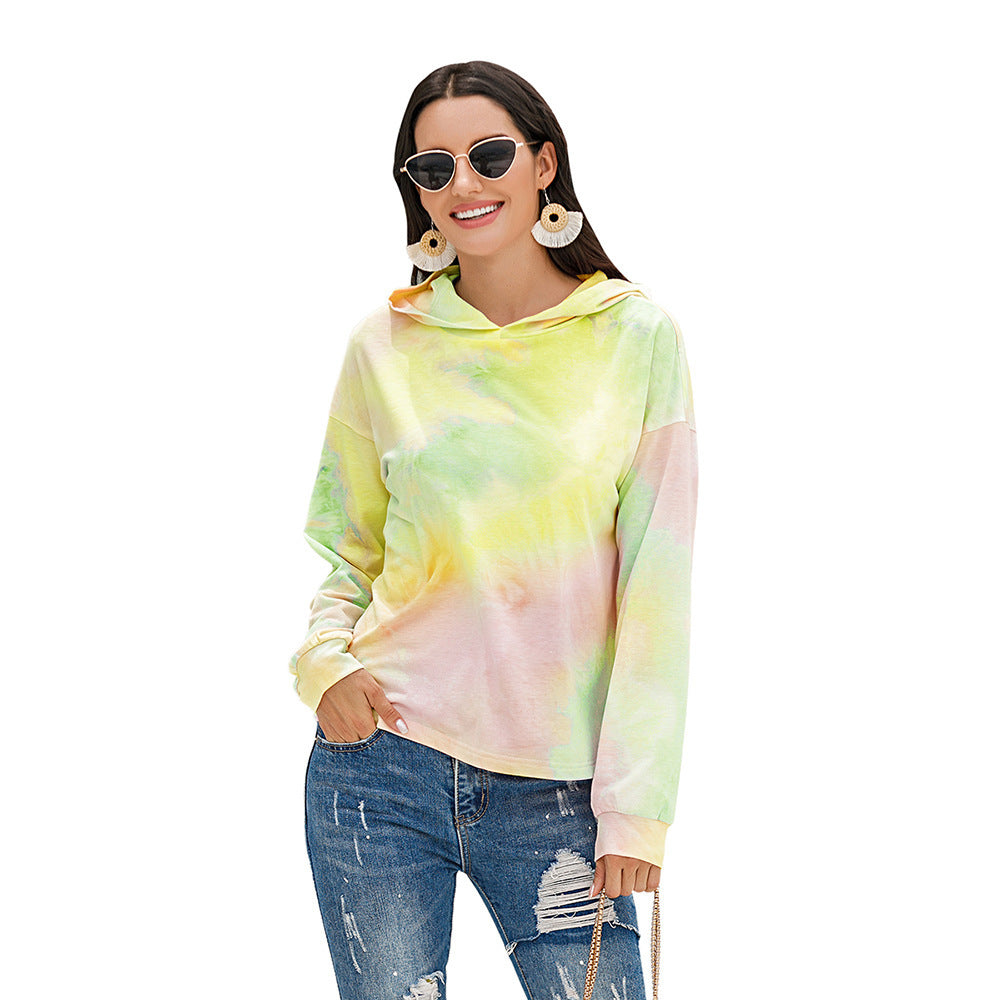 Damen lässiger Kapuzenpullover mit modernem Tie-Dye-Design Heidi-Mode