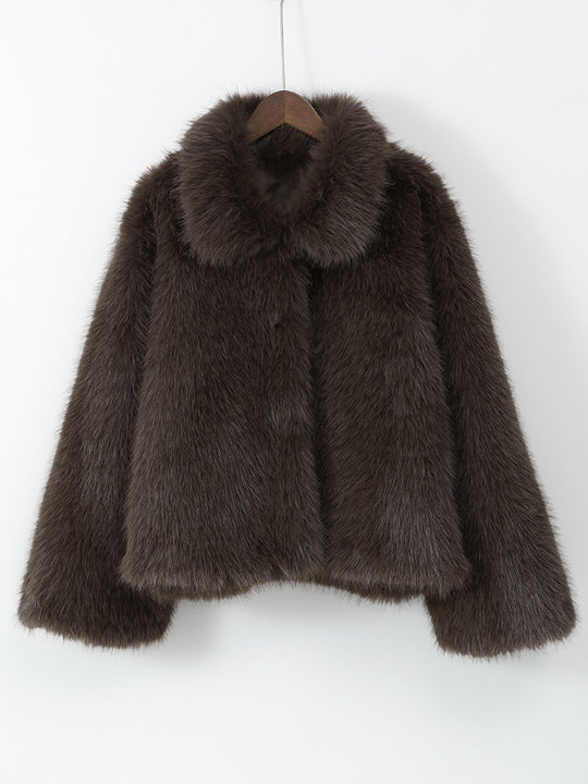 Damen Kuschelige Kunstfelljacke mit voluminösem Kragen Heidi-Mode