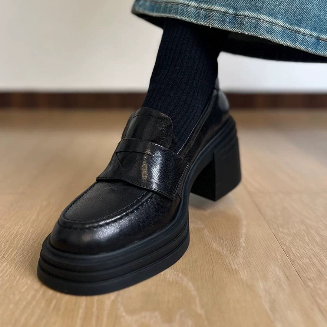 Damen Elegante Loafers mit dicker Gummisohle und weichem Leder Heidi-Mode
