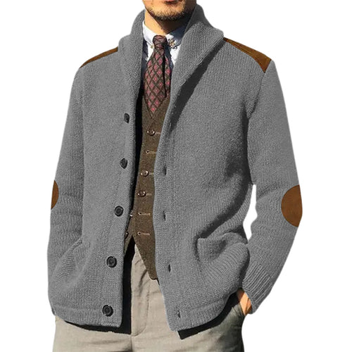 Herren kuscheliger Strickcardigan mit modernem Schalkragen und praktischen Knopfdetails Heidi-Mode