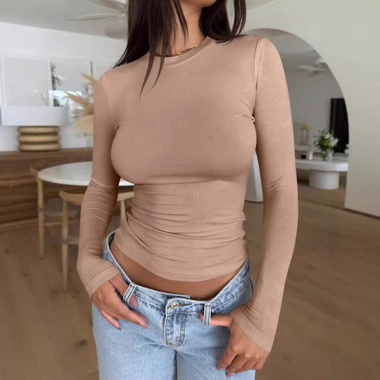 Damen Langarmshirt mit körperbetontem Schnitt Heidi-Mode
