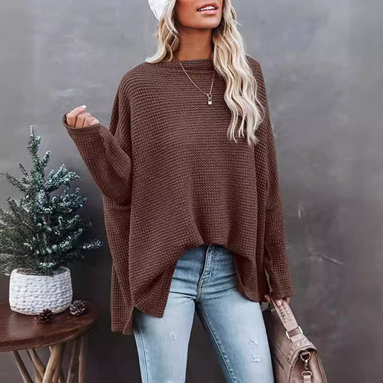 Damen lässiger Off-Shoulder Pullover im Strukturdesign Heidi-Mode