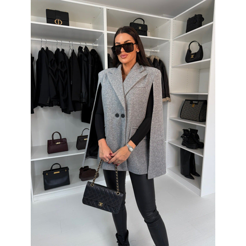 Damen zweireihiger Cape Blazer Heidi-Mode