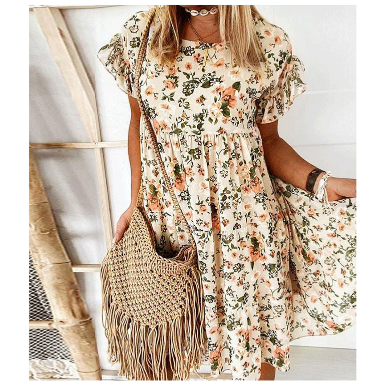 Damen Sommerliches Blumenkleid mit Rüschendetails und lässigem Schnitt Heidi-Mode