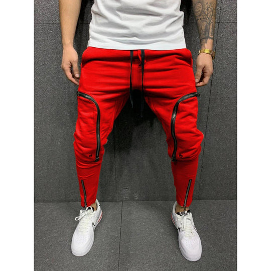 Herren Sportliche Jogginghose mit stylischen Reißverschlüssen und körpernahem Schnitt Heidi-Mode