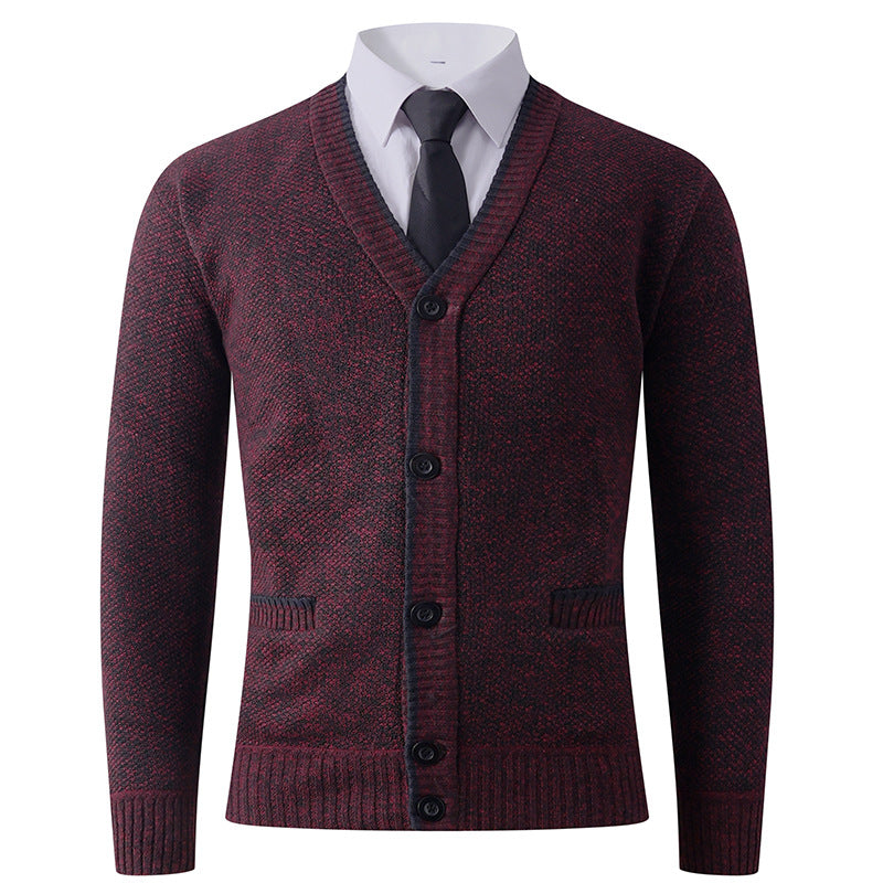 Herren Strickjacke mit V-Ausschnitt und klassischem Design Heidi-Mode