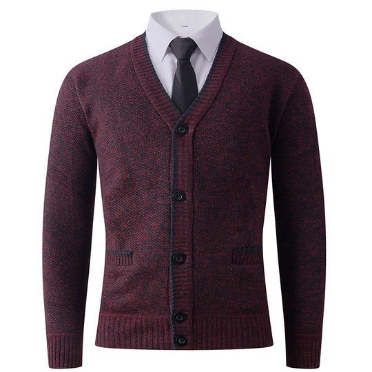 Herren Strickjacke mit V-Ausschnitt und klassischem Design Heidi-Mode