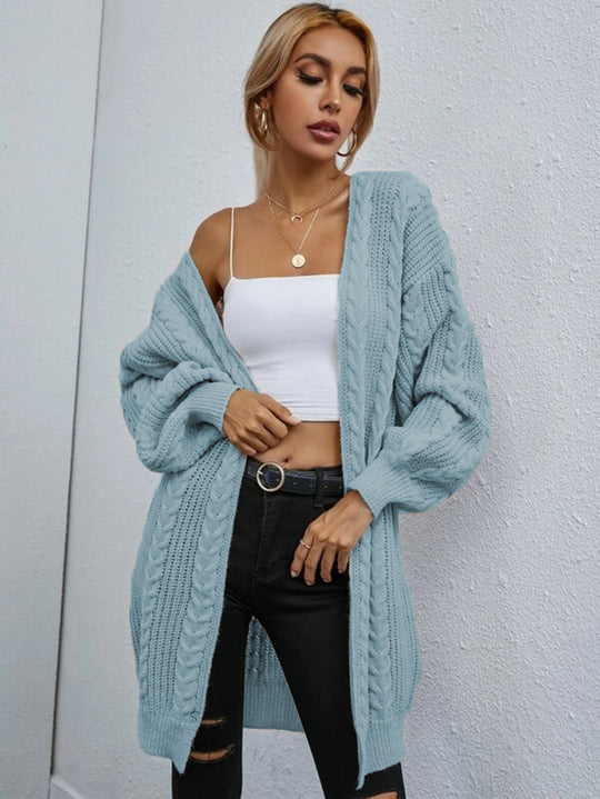 Damen Grobstrick Cardigan mit lässigem Oversize-Schnitt und raffiniertem Zopfmuster Heidi-Mode