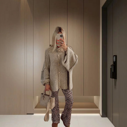 Damen Strickjacke mit weiten Ärmeln und Knopfdetails Heidi-Mode