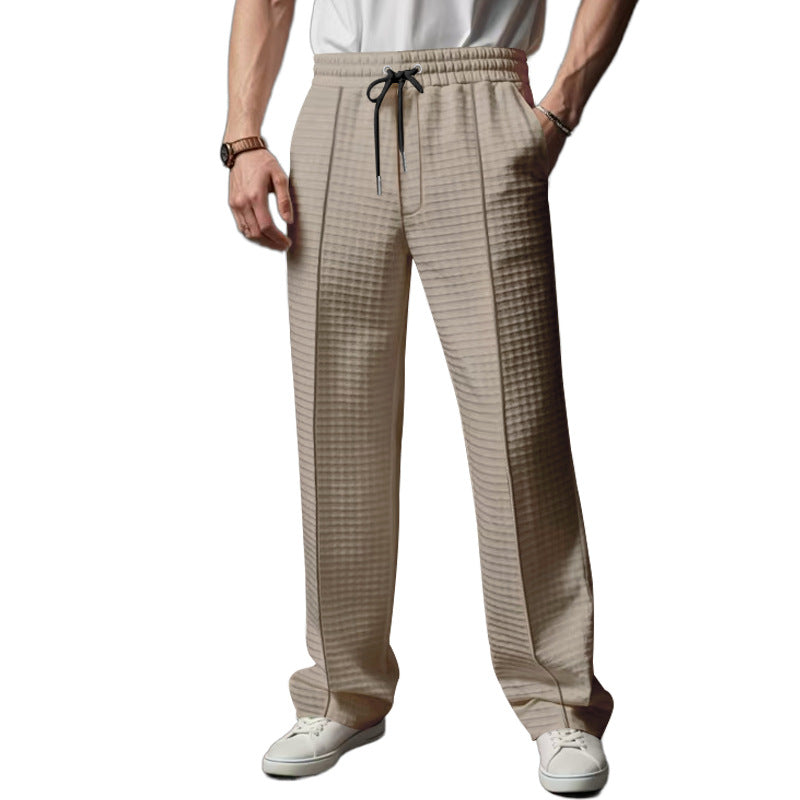 Herren Freizeit- und Sporthose mit dezentem Rautenmuster und elastischem Bund Heidi-Mode