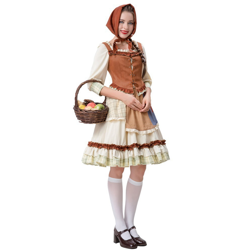 Damen historisches Trachtenkleid mit detailverliebt gestaltetem Oberteil und voluminösem Rock Heidi