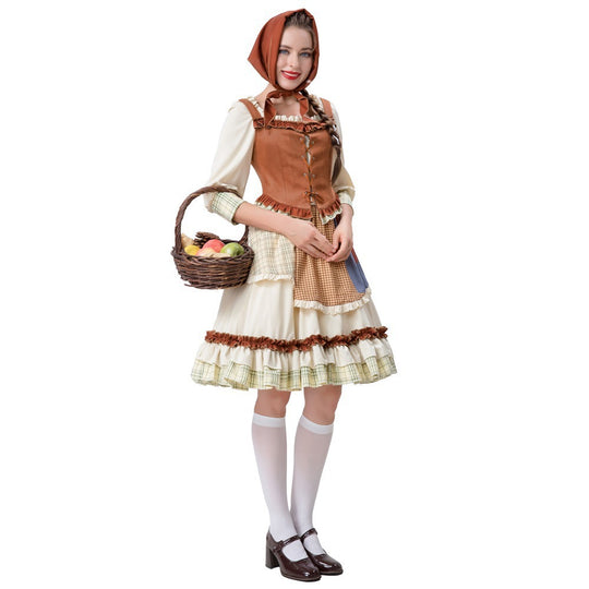 Damen historisches Trachtenkleid mit detailverliebt gestaltetem Oberteil und voluminösem Rock Heidi
