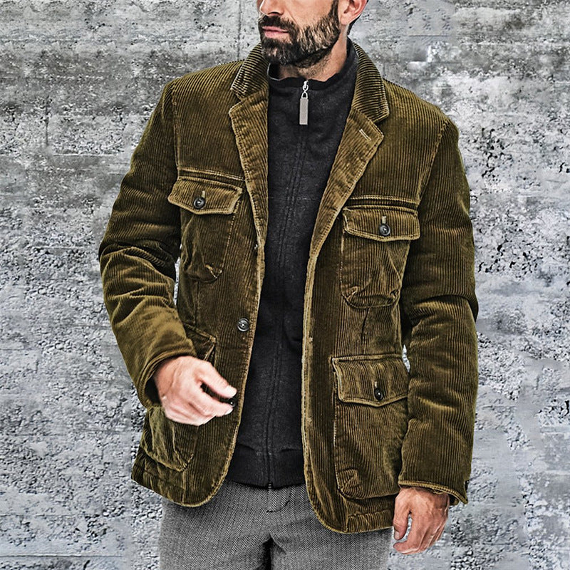 Herren Cordjacke mit praktischen aufgesetzten Taschen und modernem Schnitt Heidi-Mode