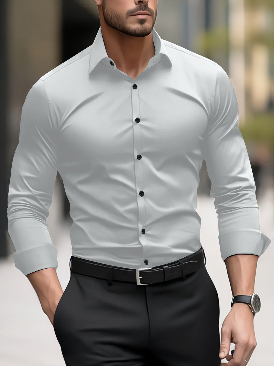 Herren Slim-Fit Langarmhemd mit modernem Schnitt und eleganten Akzenten Heidi-Mode