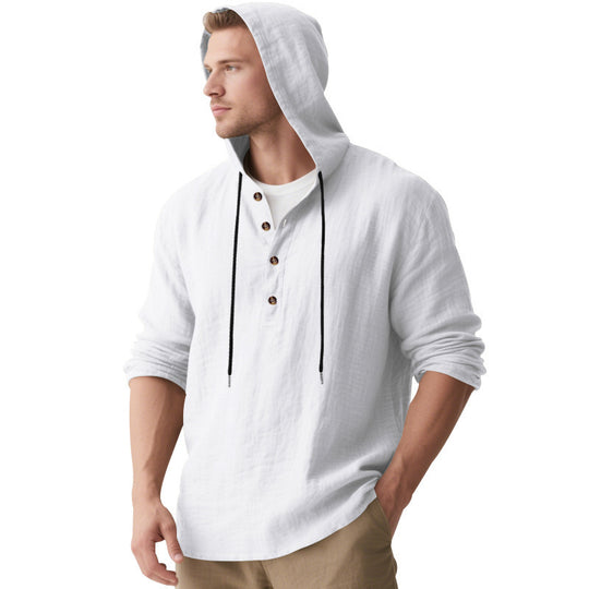 Herren Kapuzenshirt mit Knopfleiste und lässigem Schnitt Heidi-Mode