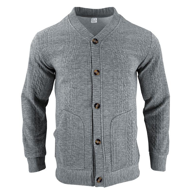 Herren Strickjacke mit hochwertigem Strukturmuster und modernen Knöpfen Heidi-Mode