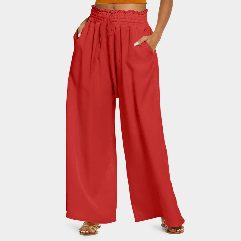 Damen Weite Palazzo-Hose mit elastischem Bund und praktischen Taschen Heidi-Mode