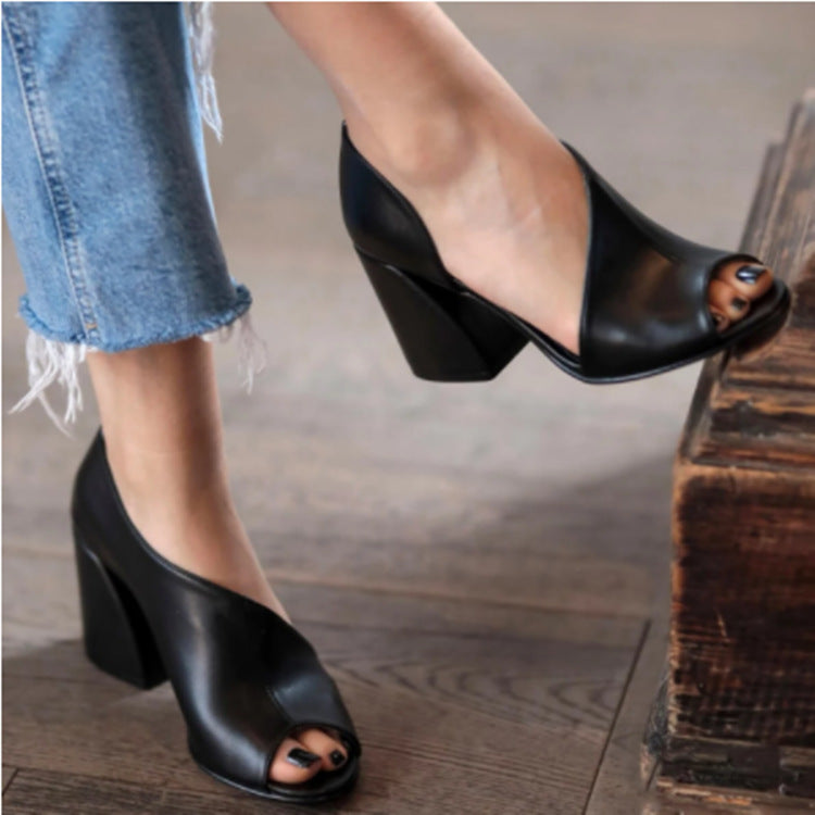Damen Peeptoe High Heel Sandalen mit elegantem Schnitt und robustem Blockabsatz Heidi-Mode