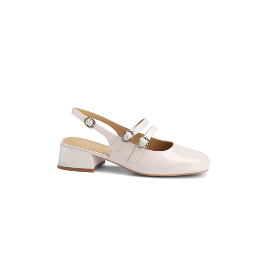 Frauen Chunky Heel Slingback Pumps mit dekorativen Riemenakzenten Heidi-Mode