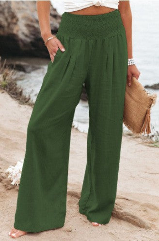 Damen Weit geschnittene Sommerhose mit elastischem Bund und luftiger Passform Heidi-Mode