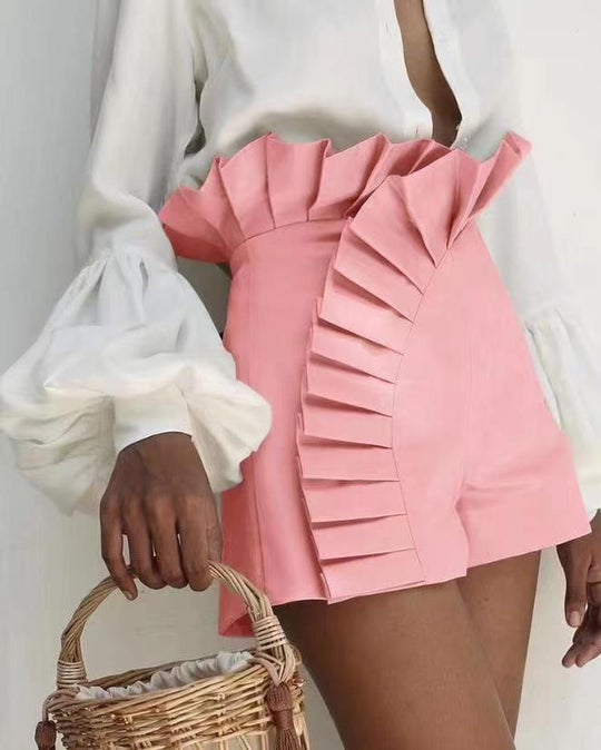 Damen Elegante kurze Hose mit Rüschendetails Heidi-Mode
