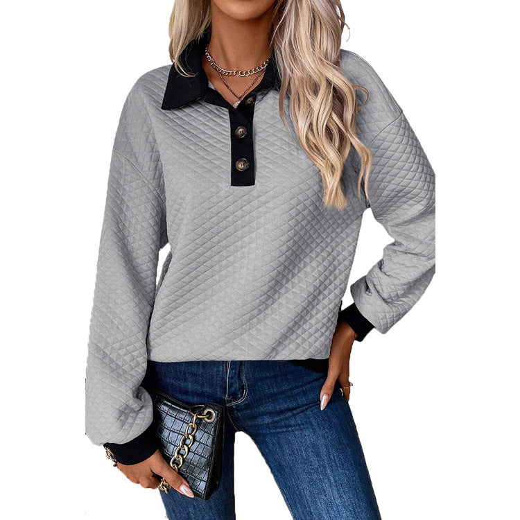 Damen stylischer und bequemer Sweatshirt mit Kragen Heidi-Mode