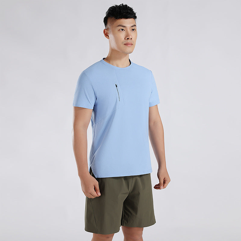 Herren Sport T-Shirt mit atmungsaktiven Eigenschaften und praktischem Reißverschluss Heidi-Mode