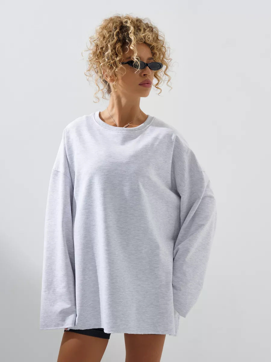 Damen Oversized Sweatshirt mit langen Ärmeln und Rundhalsausschnitt Heidi-Mode
