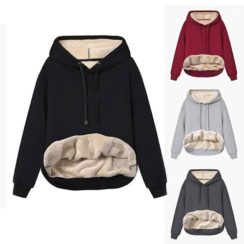 Damen Kuscheliger Kapuzenpullover mit Fleece-Futter Heidi-Mode