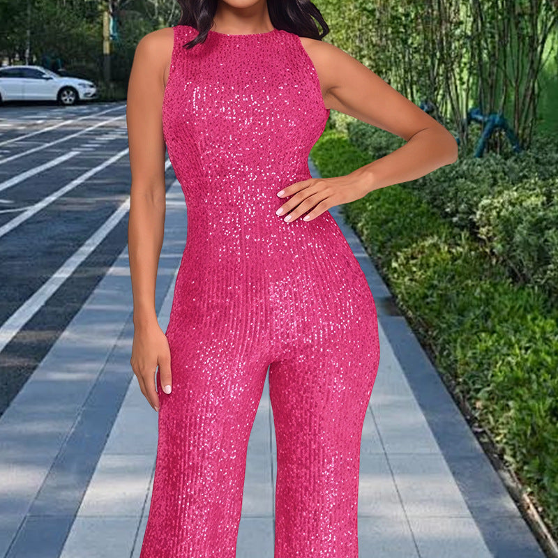 Damen Glamouröses Jumpsuit mit Paillettenbesatz und figurbetonter Silhouette Heidi-Mode