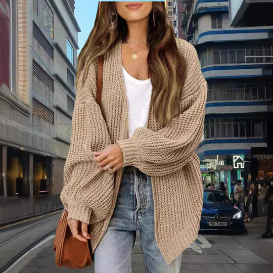 Damen Grobstrick Cardigan mit weitem Schnitt Heidi-Mode