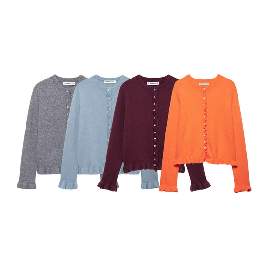 Damen elegante Strickjacke mit dekorativen Knöpfen Heidi-Mode