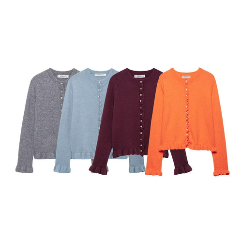 Damen elegante Strickjacke mit dekorativen Knöpfen Heidi-Mode