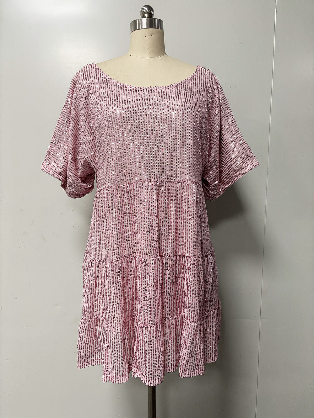 Damen Festliches Minikleid mit funkelndem Pailletten-Design und voluminösem Saum Heidi-Mode