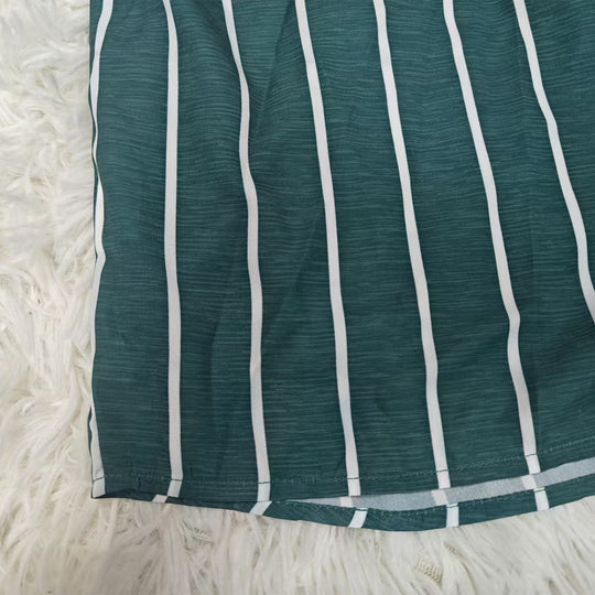 Damen lässige Hemdbluse mit vertikalen Streifen und Brusttasche Heidi-Mode