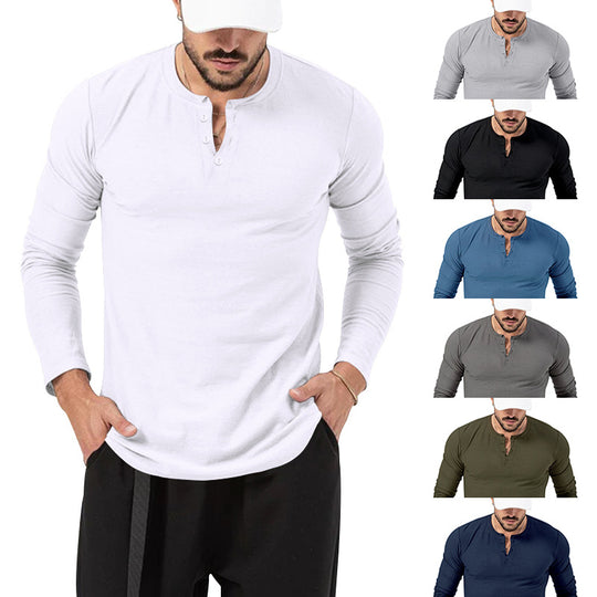 Herren Langarm-Henley-Shirt mit hochwertiger Baumwollmischung und modischen Knopfdetails Heidi-Mode